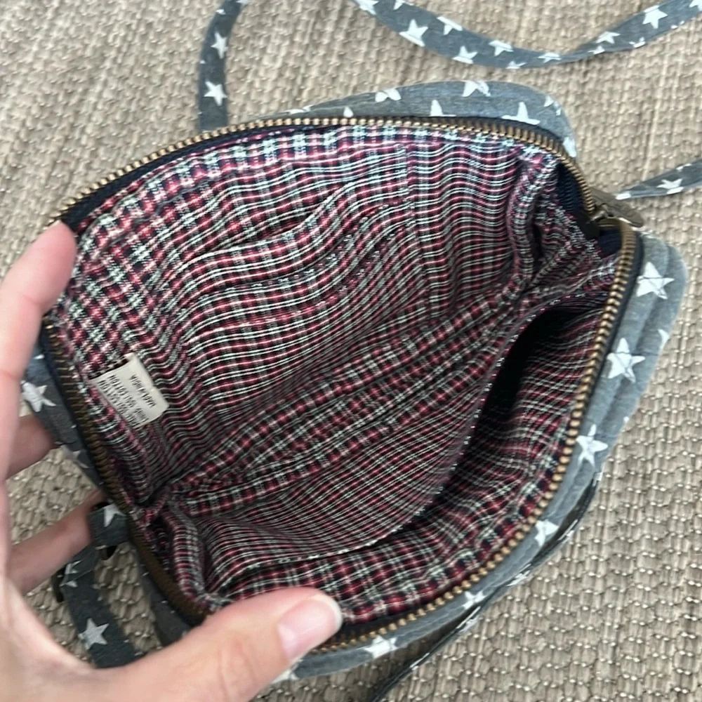 Bella Taylor Gray Star Print Quilted Crossbody Bag